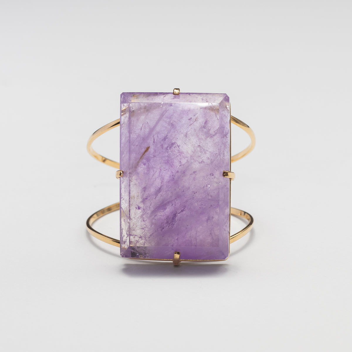Bracelet en améthyste avec grand cabochon rectangulaire