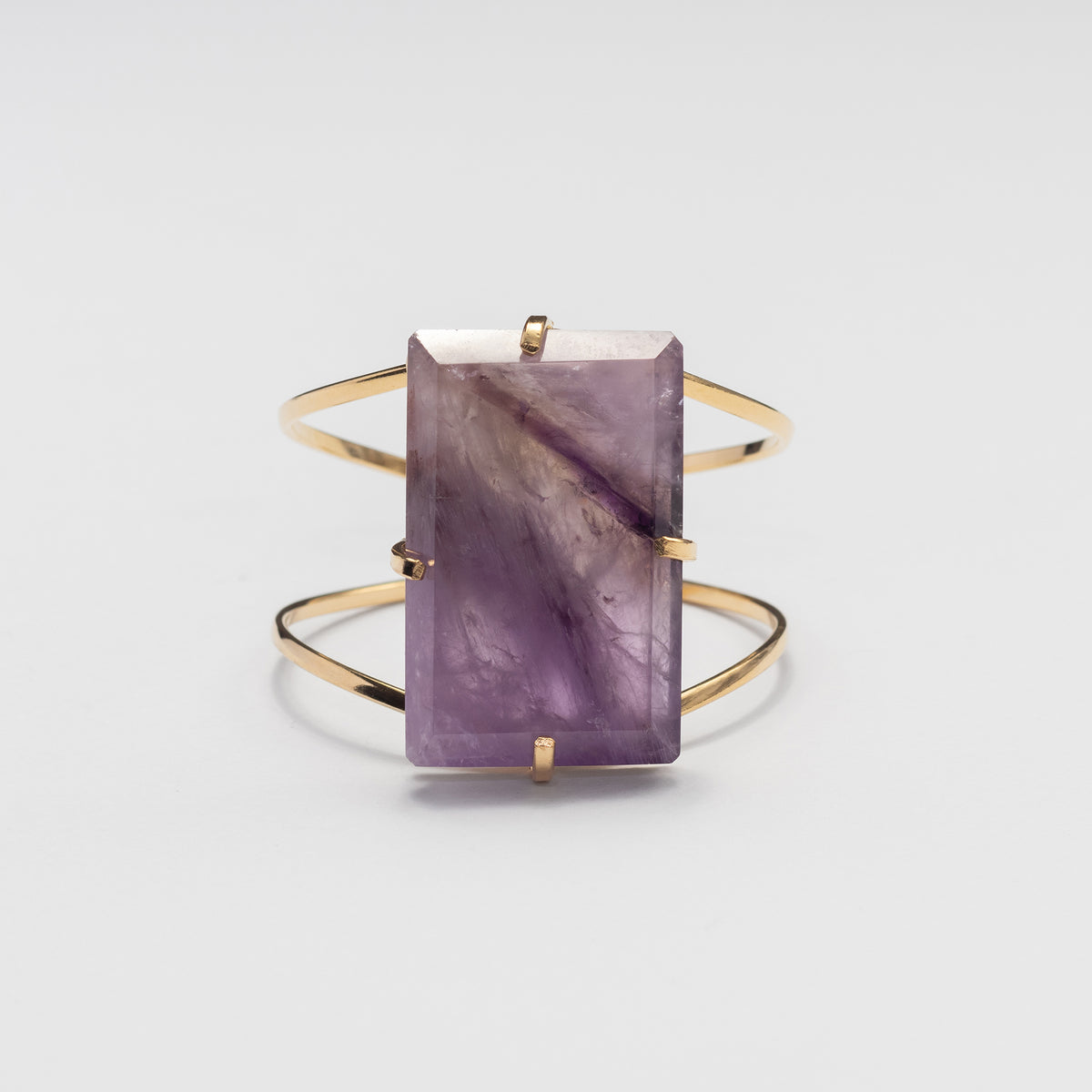 Bracelet en améthyste avec cabochon rectangulaire moyen