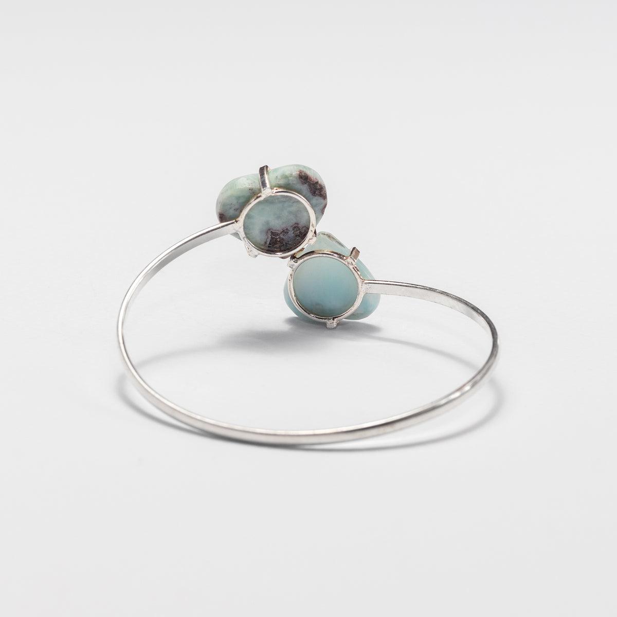 Larimar dual heart cuff bracelet