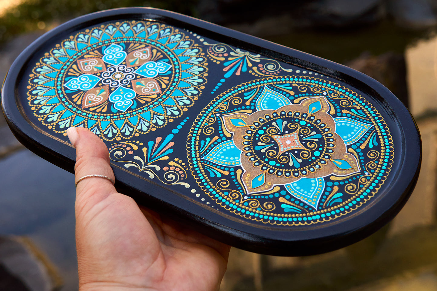 'Turquoise Bloom' - Small Tray