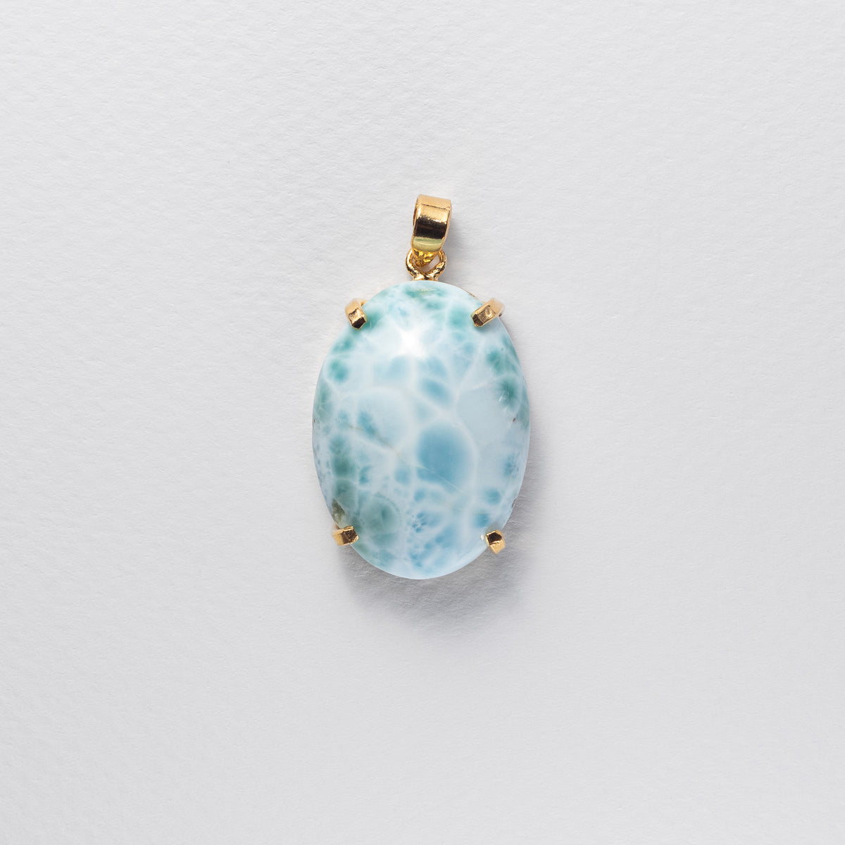 Pendentif en larimar ovale