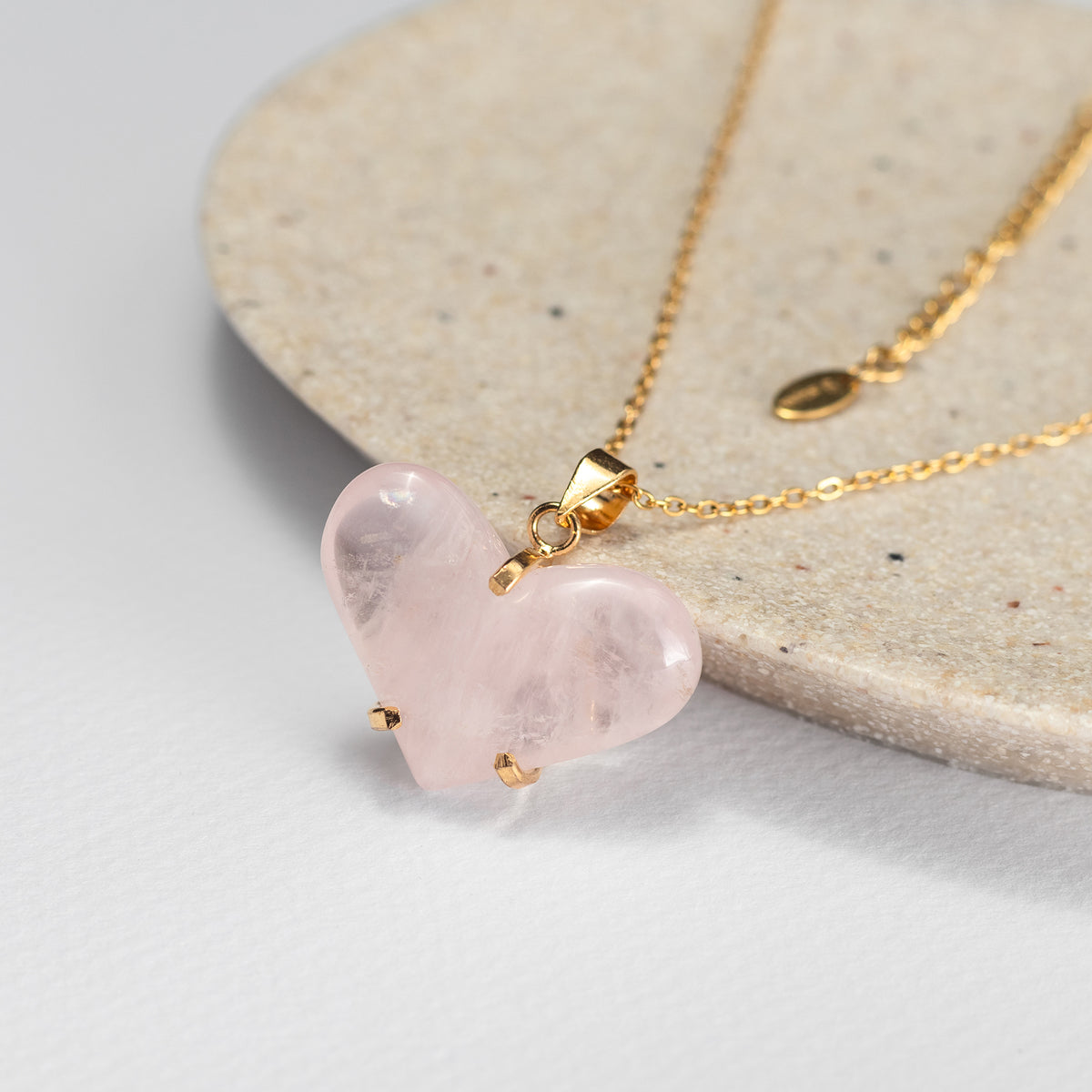Pendentif cœur en quartz rose