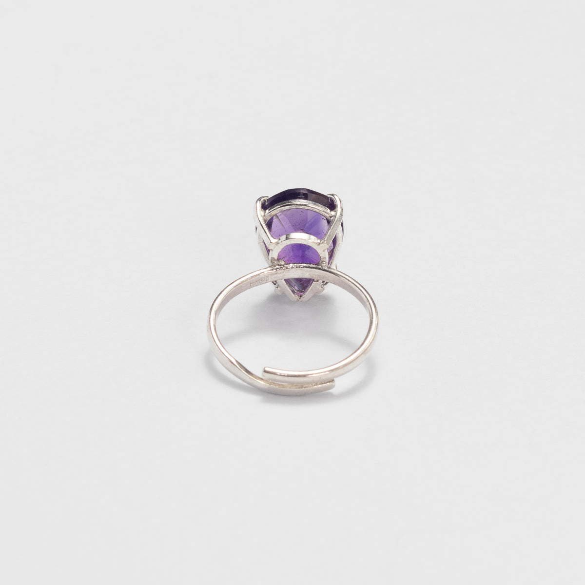 Bague en améthyste en forme de goutte en argent 925
