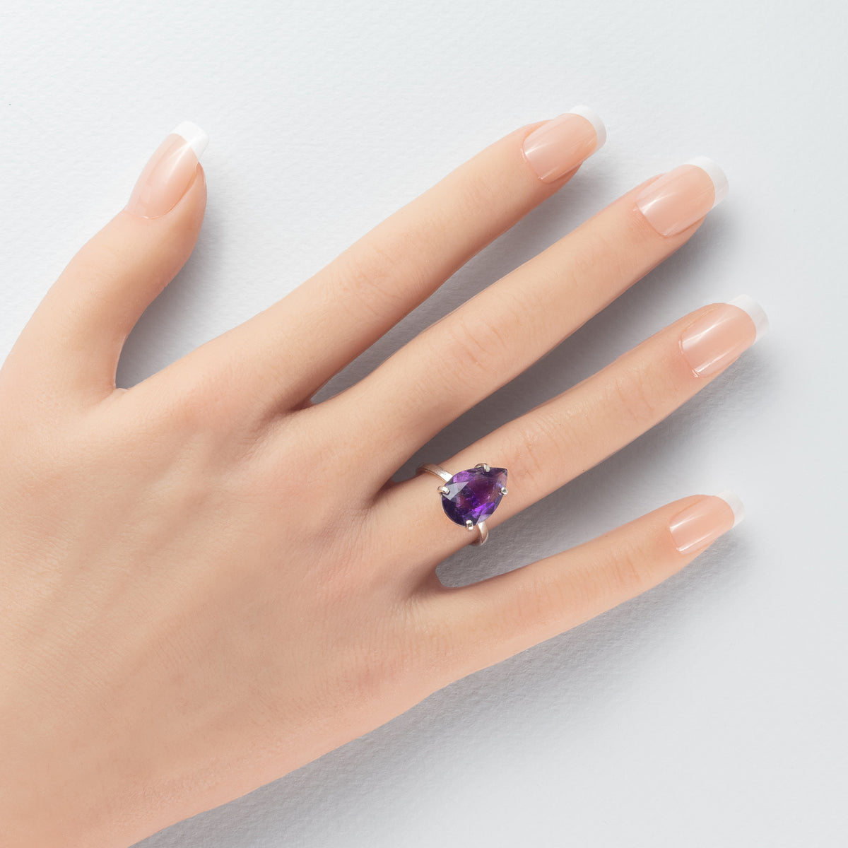 925 sterling silver teardrop amethyst ring
