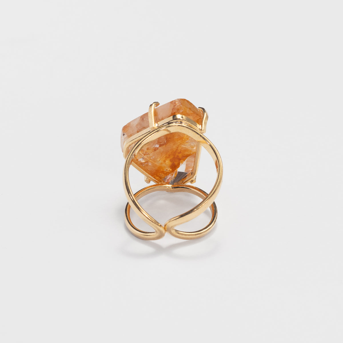 Golden healer freeform faceted ring