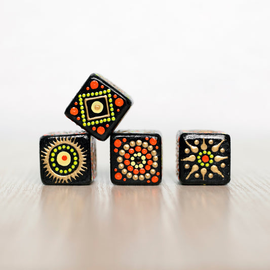 Perles cubiques ethniques orange