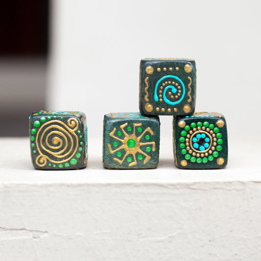 Perles cubiques ethniques vertes