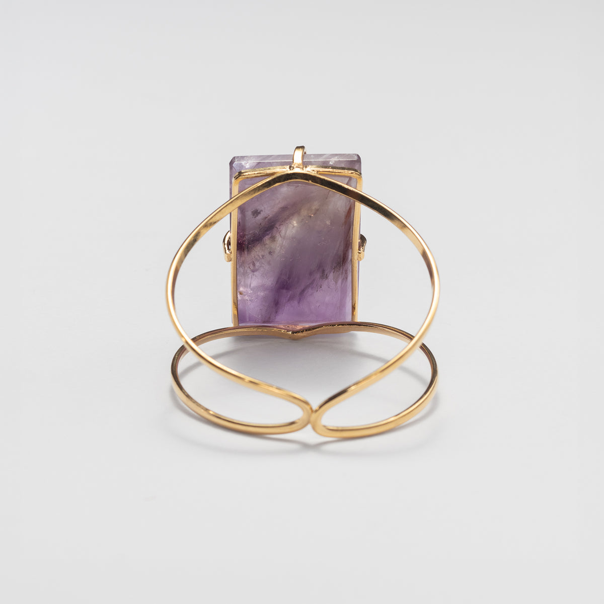 Medium rectangular amethyst cabochon cuff bracelet