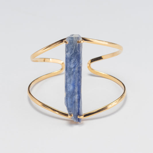 Raw blue kyanite crystal cuff bracelet