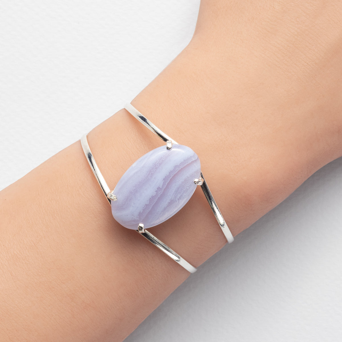 Bracelet en agate dentelle bleue