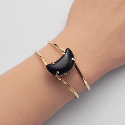 Bracelet en onyx noir en forme de croissant de lune