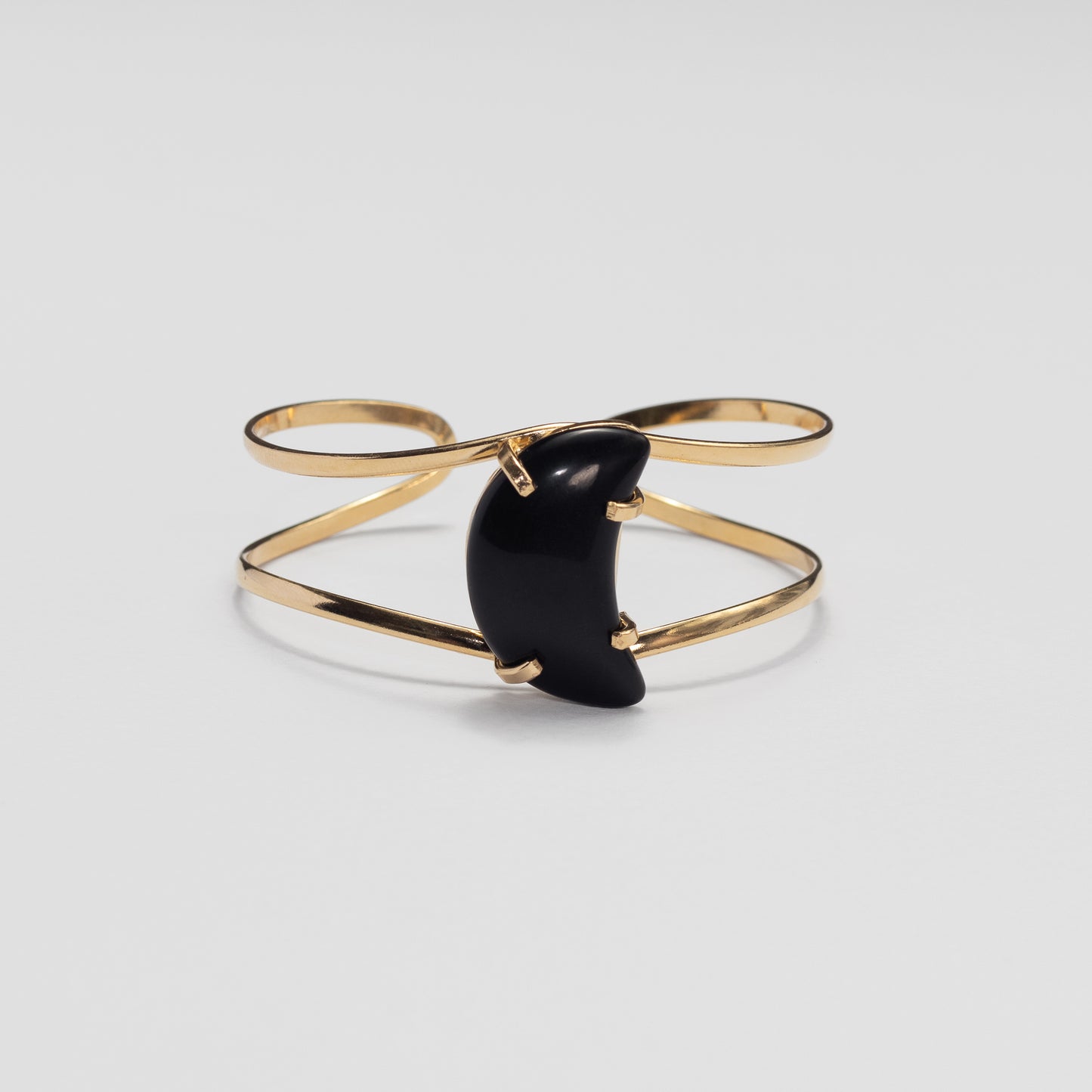 Bracelet en onyx noir en forme de croissant de lune