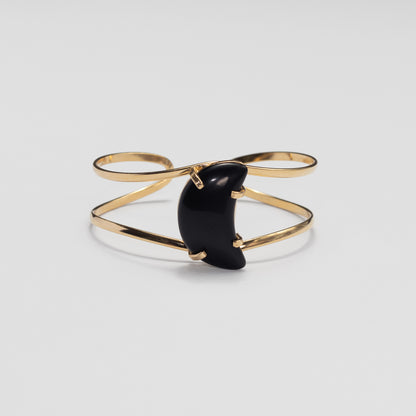 Bracelet en onyx noir en forme de croissant de lune