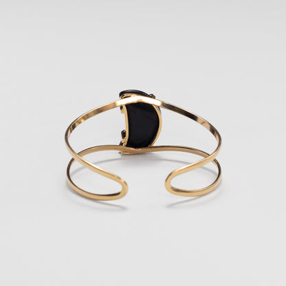 Bracelet en onyx noir en forme de croissant de lune