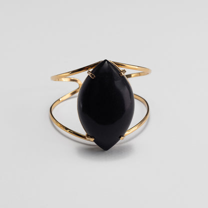 Bracelet en onyx noir cabochon marquise