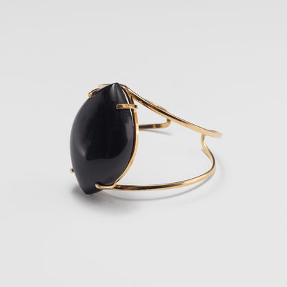 Bracelet en onyx noir cabochon marquise