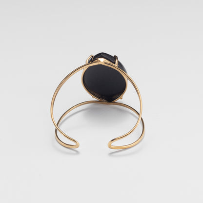 Bracelet en onyx noir cabochon marquise