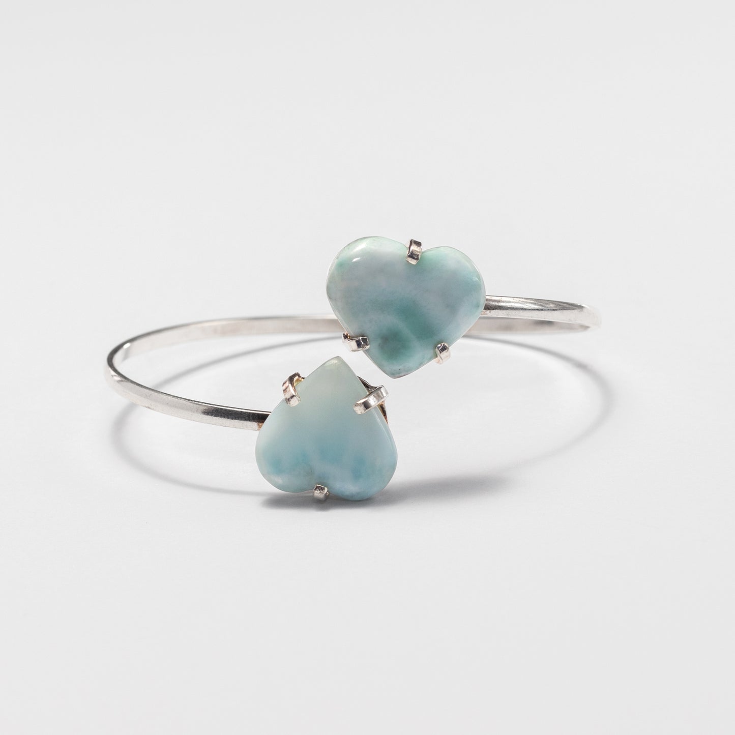 Larimar dual heart cuff bracelet