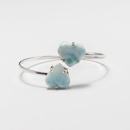 Larimar dual heart cuff bracelet