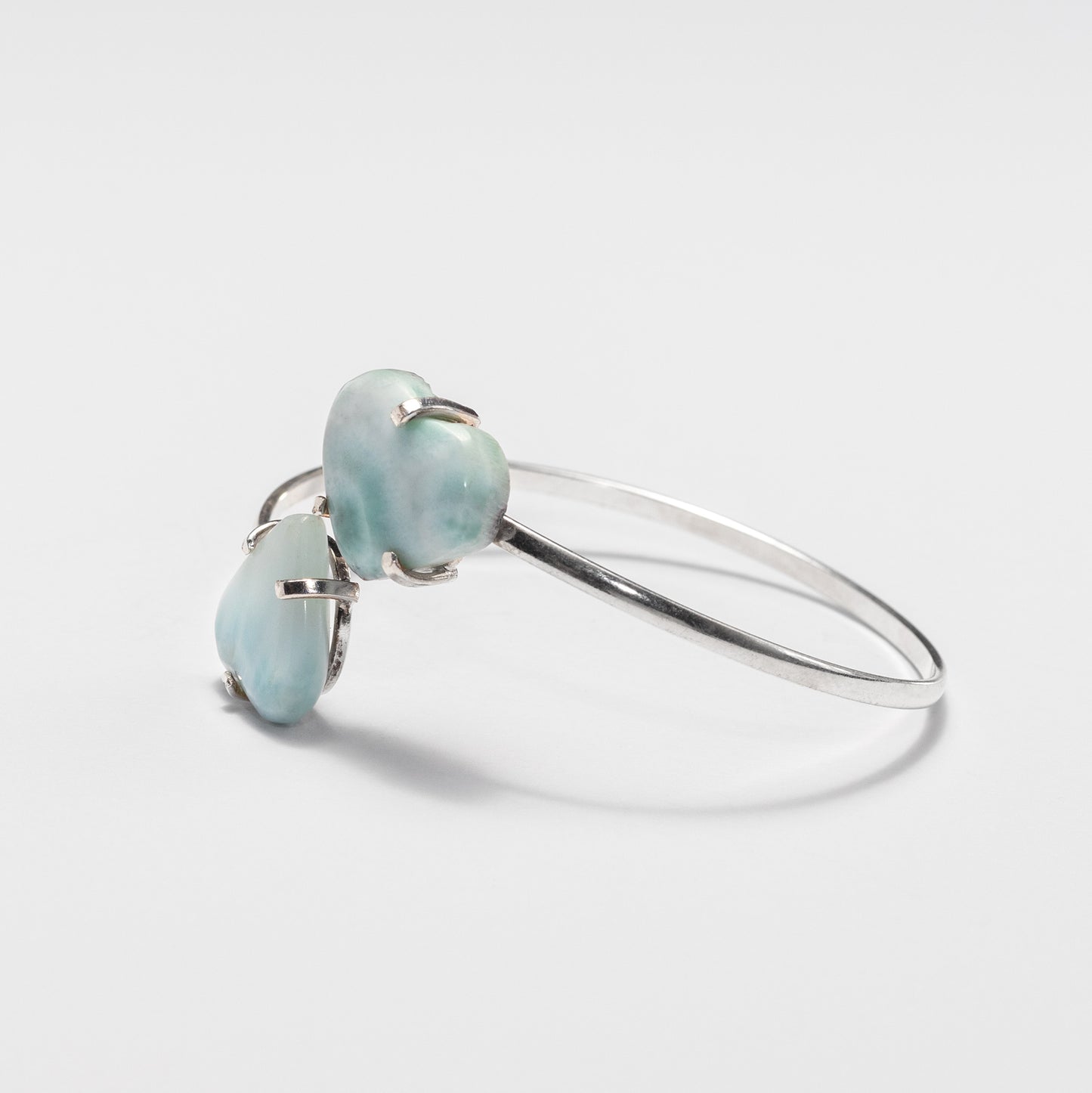 Larimar dual heart cuff bracelet
