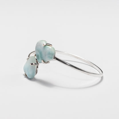 Larimar dual heart cuff bracelet