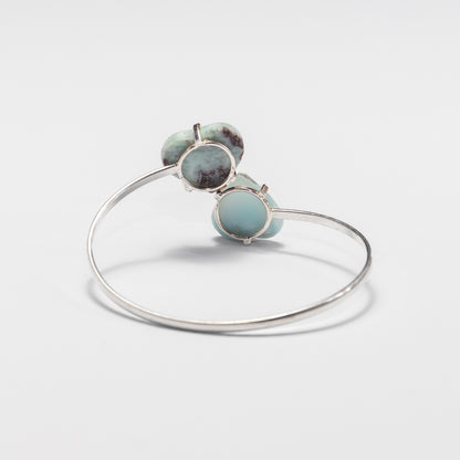 Larimar dual heart cuff bracelet