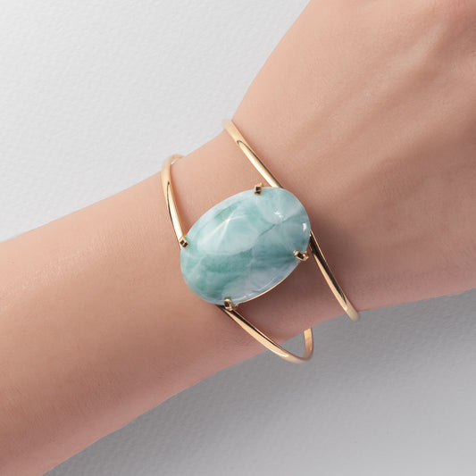 Bracelet en larimar ovale