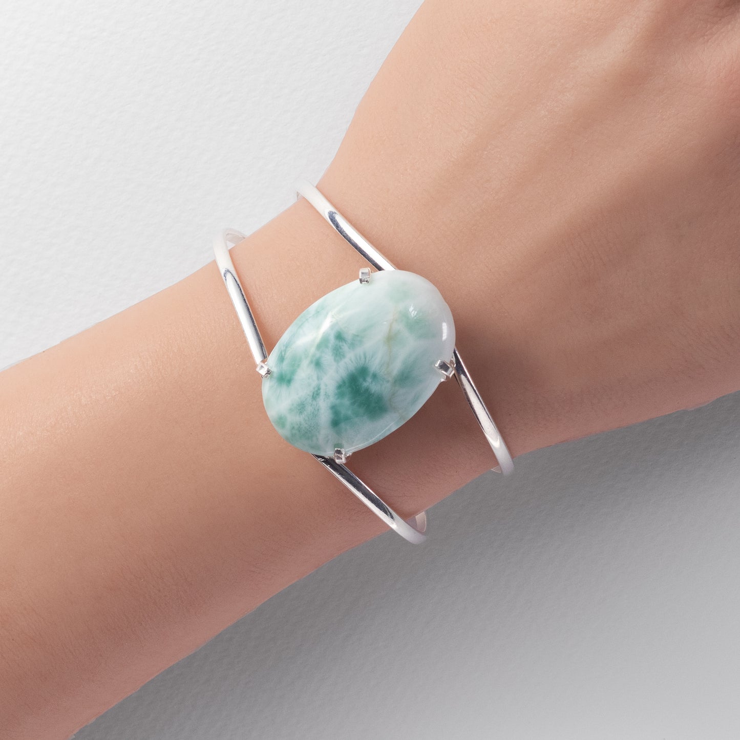 Larimar oval cuff bracelet