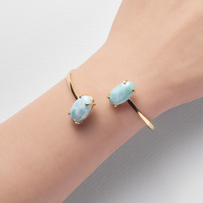 Larimar dual oval cuff bracelet