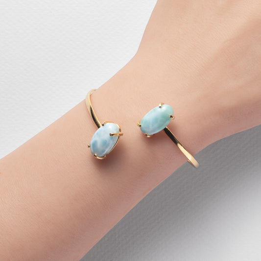 Bracelet double en larimar ovale