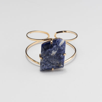 Sodalite freeform faceted cuff bracelet