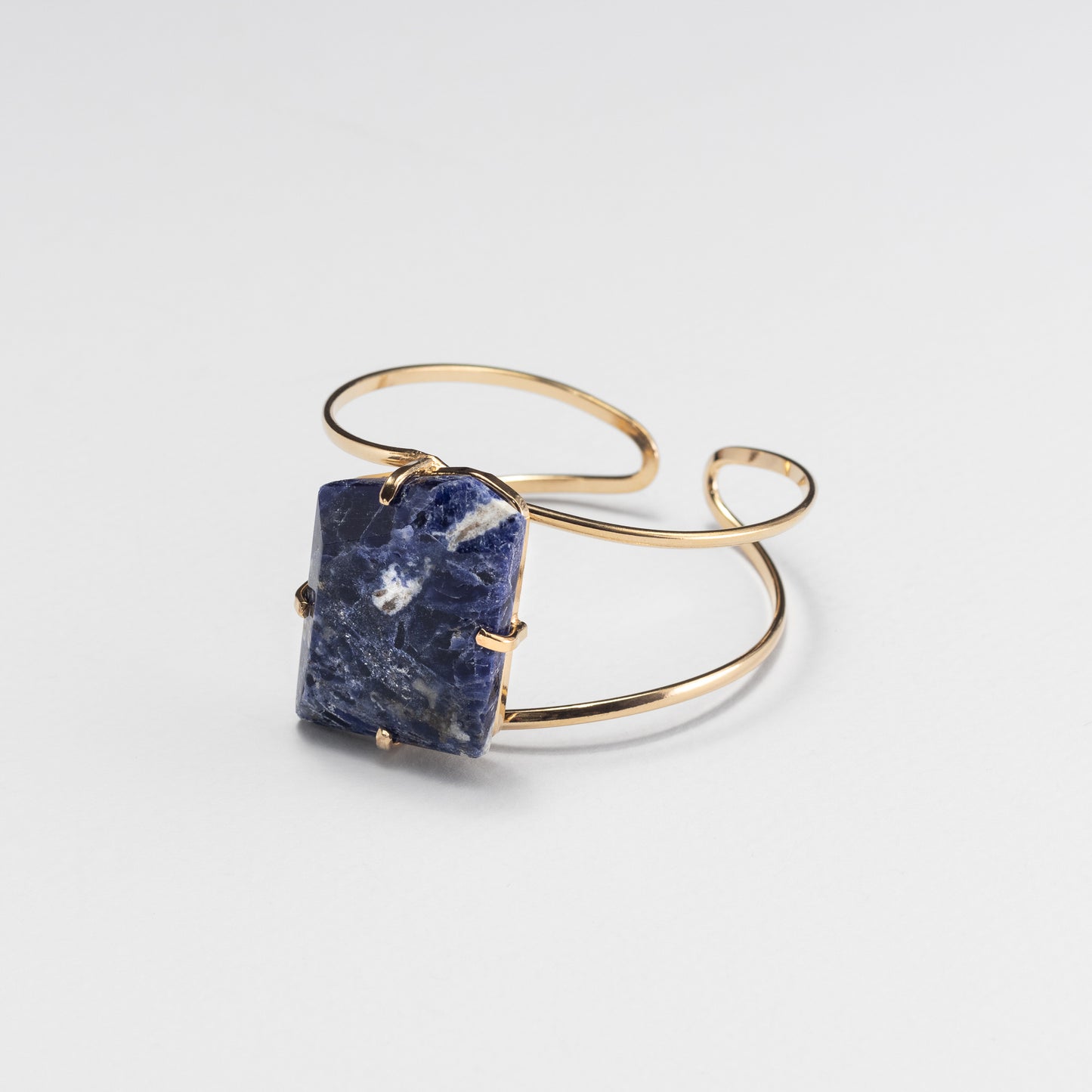 Sodalite freeform faceted cuff bracelet