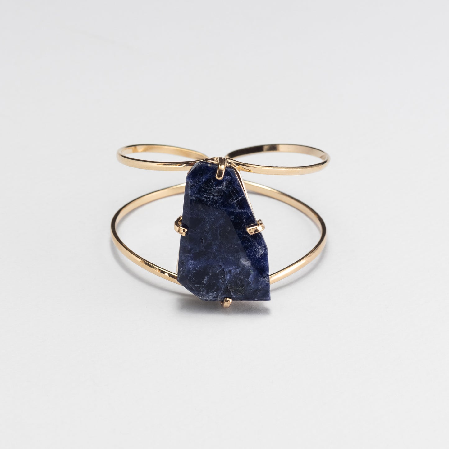 Sodalite freeform faceted cuff bracelet