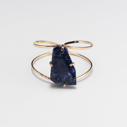 Sodalite freeform faceted cuff bracelet