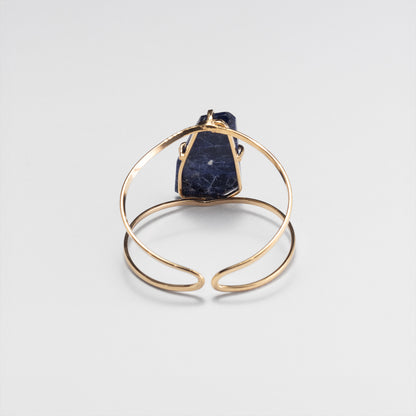 Sodalite freeform faceted cuff bracelet