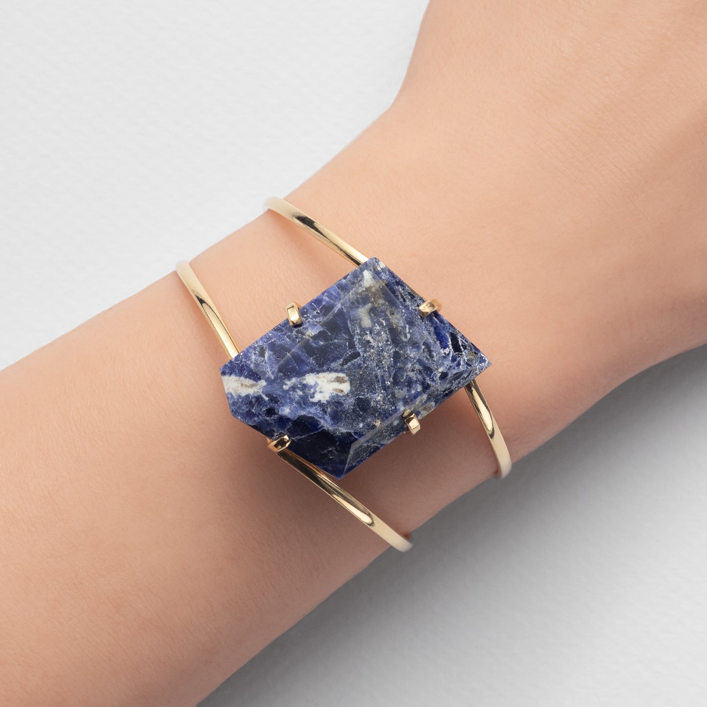 Sodalite freeform faceted cuff bracelet