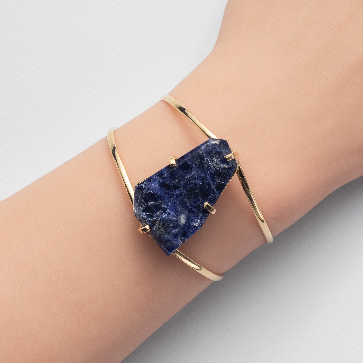 Sodalite freeform faceted cuff bracelet