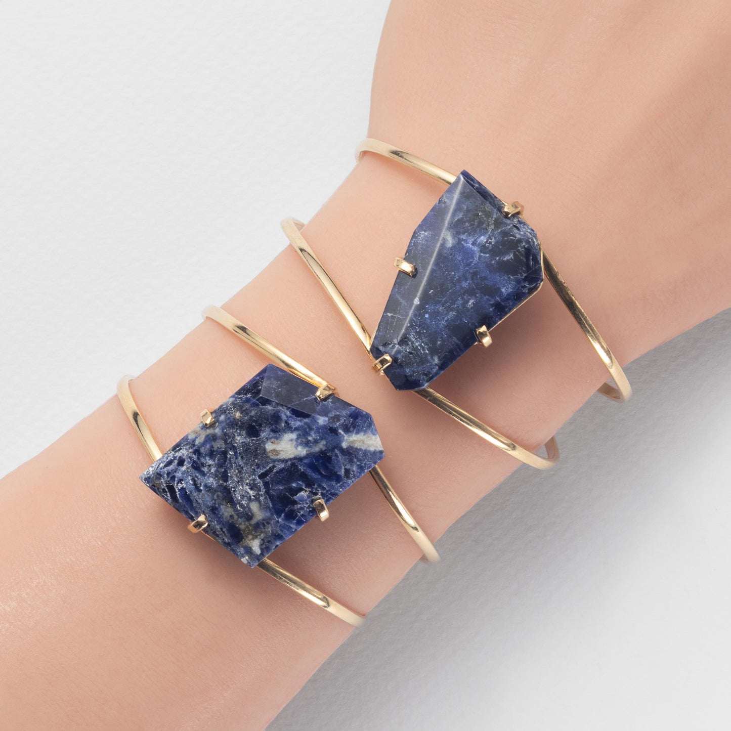 Sodalite freeform faceted cuff bracelet