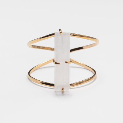 Raw selenite bar cuff bracelet