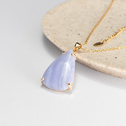 Pendentif en agate dentelle bleue