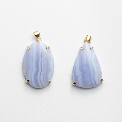 Pendentif en agate dentelle bleue