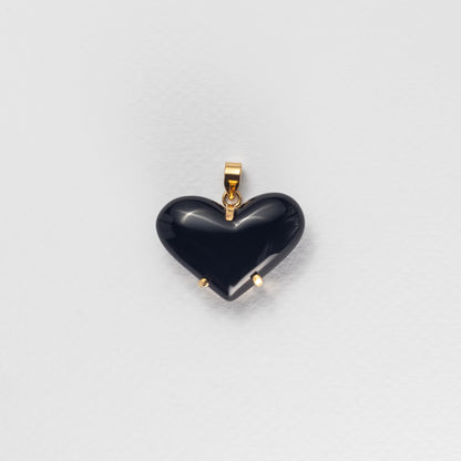 Pendentif cœur en obsidienne noire