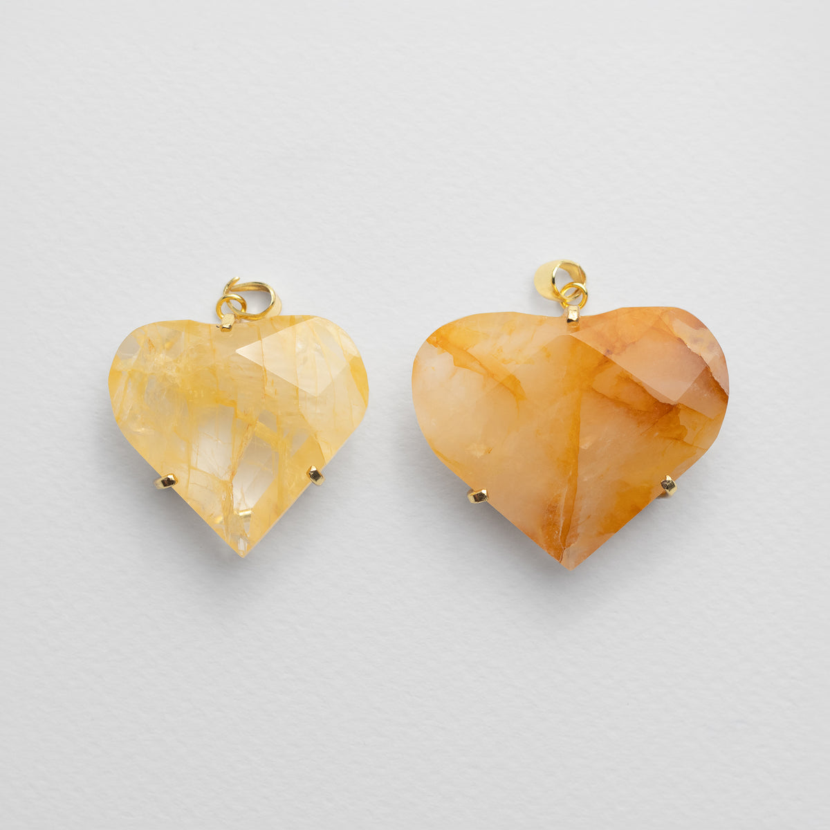 Golden healer faceted heart pendant