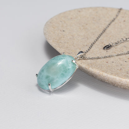 Pendentif en larimar ovale