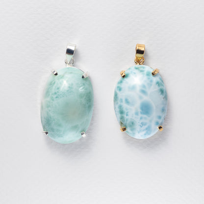 Pendentif en larimar ovale