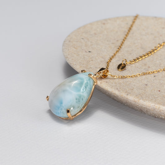 Pendentif en larimar en forme de goutte