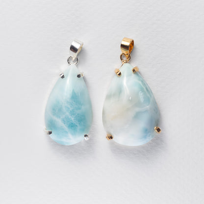 Pendentif en larimar en forme de goutte
