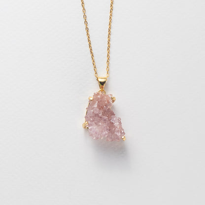 Pendentif en améthyste rose druzy en grappe