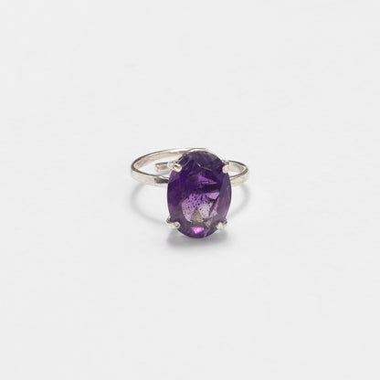 925 sterling silver oval amethyst ring