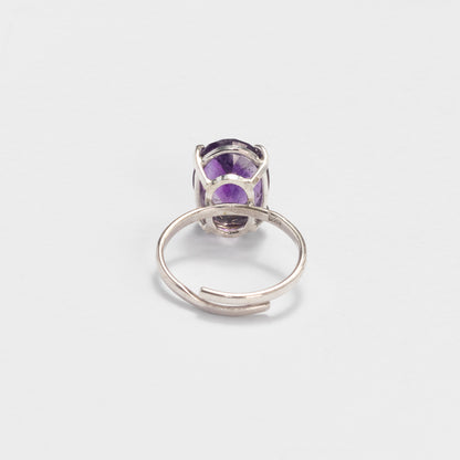 925 sterling silver oval amethyst ring